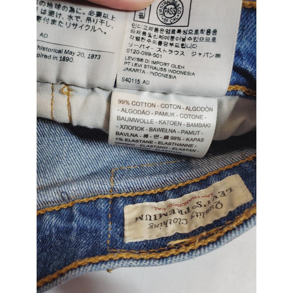 Levi's 501 Womens 28 Jeans Distressed Dark Wash Blue Button Fly Skinny Stretch - Picture 6 of 12